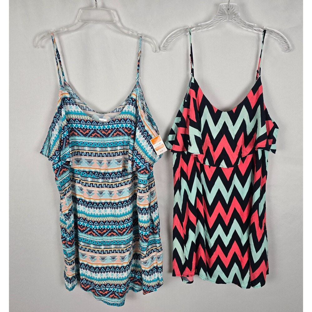 West Loop Sun Dress Women's XL 2 Pk Blue Pink Geo Pink Green Geo Sleeveless NWT
